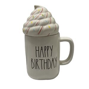 Rae Dunn Happy Birthday Mug With Topper Artisan Collection White With Sprinkles
